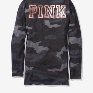 PINK Victoria's Secret Gray Camo Long Sleeve Tee